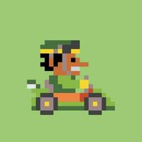 pixel arte do uma homem dirigindo uma kart vetor