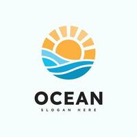 vetor de modelo de logotipo de ondas oceânicas, design de logotipo simples e moderno do oceano