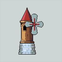 pixel arte ilustração moinho de vento. pixelizada moinho de vento. Fazenda moinho de vento pixelizada para a pixel arte jogos e ícone para local na rede Internet e vídeo jogo. velho escola retrô. vetor