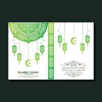 elegante capa de ornamento islâmico verde do ramadã vetor