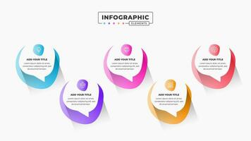 vetor apresentação discurso bolha infográfico Projeto modelo com 5 passos ou opções