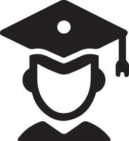 plano, mínimo graduação chapéu ícone vetor silhueta branco fundo 14