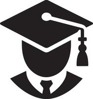 plano, mínimo graduação chapéu ícone vetor silhueta branco fundo 9