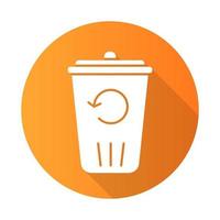 ícone de glifo de sombra longa design plano laranja serviço de reciclagem vetor