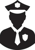 mínimo polícia ícone vetor silhueta, branco fundo, preencher com Preto 13