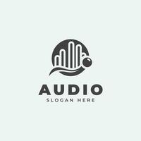 audio logotipo projeto, dentro monocromático, plano estilo, Preto e branco vetor