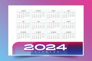 2024 Novo ano Inglês calendário modelo organizar tarefa e evento vetor