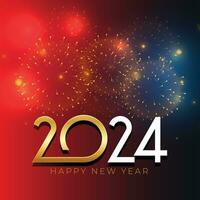 dourado 2024 Novo ano letras fundo com fogo de artifício decoração vetor