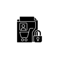 ícone de glifo preto de privacidade de dados do consumidor vetor