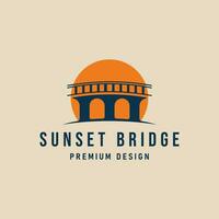 ponte pôr do sol logotipo vetor símbolo ilustração projeto, criativo ponte logotipo Projeto modelo