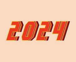 feliz Novo ano 2024 abstrato laranja e marrom gráfico Projeto vetor logotipo símbolo ilustração