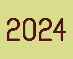 feliz Novo ano 2024 abstrato marrom gráfico Projeto vetor logotipo símbolo ilustração com Castanho fundo
