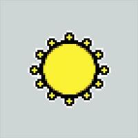 pixel arte ilustração Sol. pixelizada amarelo Sol. amarelo brilhante Sol pixelizada para a pixel arte jogos e ícone para local na rede Internet e vídeo jogo. velho escola retrô. vetor