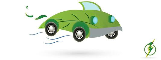 ambientalmente amigáveis conceito com ambientalmente amigáveis carros. conceito carro imitando verde folhas. único carro vetor