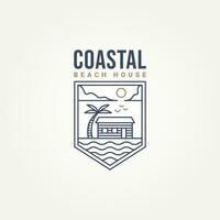 costeiro de praia casa minimalista linha arte emblema logotipo modelo vetor ilustração Projeto. simples moderno casa de família, hotel, recorrer crachá logotipo conceito