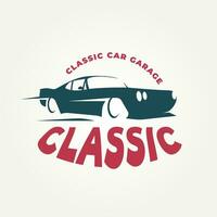 clássico carro garagem ícone logotipo modelo vetor ilustração Projeto. automotivo, carro garagem e reparar logotipo conceito