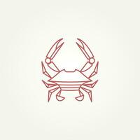 minimalista isolado caranguejo linha arte ícone logotipo modelo vetor ilustração Projeto. minimalista simples peixe restaurantes, mar caranguejo, frutos do mar logotipo conceito