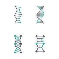 Conjunto de ícones de cores violeta e turquesa de cadeias de DNA vetor