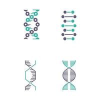 Conjunto de ícones de cor violeta e turquesa correntes em espiral de DNA vetor
