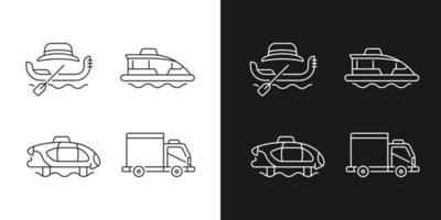 ícones lineares de reserva de táxi definidos para modo claro e escuro vetor