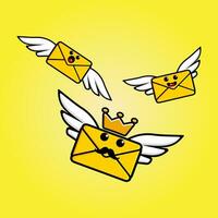 símbolo de mensagem de correio com ilustração de asas vetor