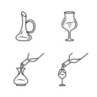 conjunto de ícones lineares de serviço de vinhos vetor