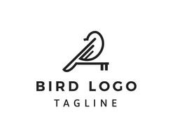 pássaro logotipo chave pássaro logotipo criativo linha pássaro logotipo vetor