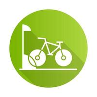 bike parking green flat design long shadow icon glyph vetor