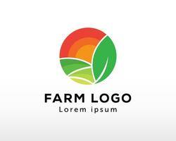 Fazenda logotipo Sol criativo logotipo agricultura logotipo sair criativo vetor