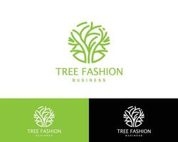 árvore moda logotipo criativo círculo emblema natureza linha vetor