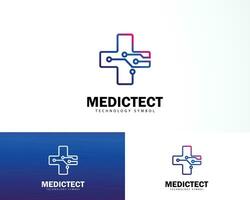 saúde tecnologia logotipo criativo linha idéia conceito placa símbolo vetor