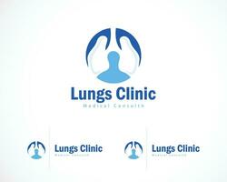 pulmões clínica logotipo criativo Projeto conceito pessoas médico clínica solução vetor