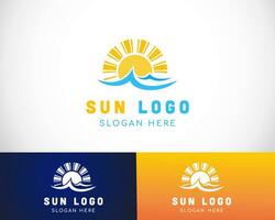 Sol logotipo energia criativo logotipo verão dia de praia criativo logotipo vetor