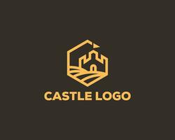 castelo logotipo criativo simples linha emblema vetor