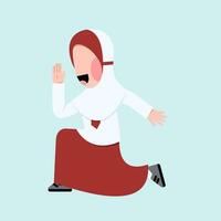 indonésio hijab elementar escola aluna personagem vetor