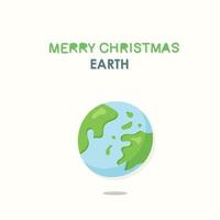 cartão postal do planeta Terra com a inscrição Feliz Natal Terra vetor