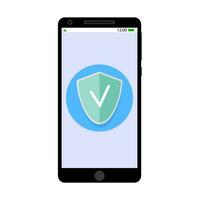 antivírus Móvel Smartphone. vetor segurança telefone, segurança Móvel Smartphone, escudo e proteção ilustração