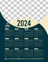 calendário Projeto 2024, único projeto, minimalista Projeto vetor