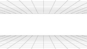 vazio futurista digital horizontal gap branco fundo com superfície de cor de linha de espaço de grade preta. tecnologia cibernética de rede. banner, capa, terreno, ficção científica, wireframe e relacionados ao plano de fundo.