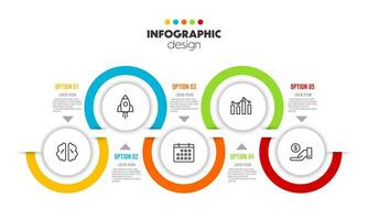 vetor o negócio dados visualização, processo diagrama gráfico com 5 opções. o negócio modelo Linha do tempo para apresentação, criativo Ideias.