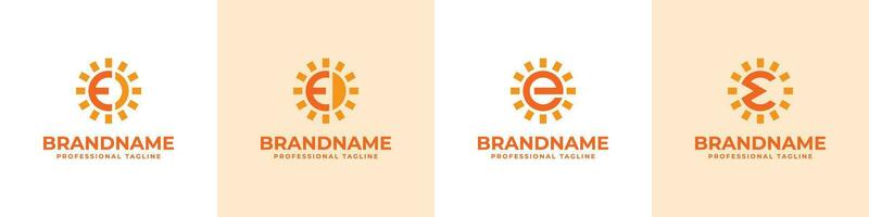 carta e Sol logotipo definir, adequado para o negócio relacionado para solar com e inicial vetor