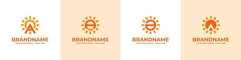carta uma Sol logotipo definir, adequado para o negócio relacionado para solar com uma inicial vetor
