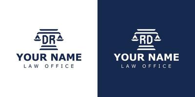 carta dr e rd legal logotipo, adequado para advogado, jurídico, ou justiça com dr ou rd iniciais vetor