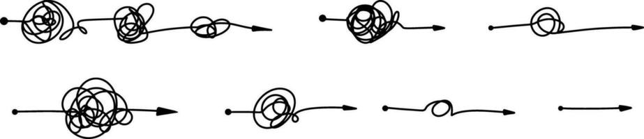 pensamentos pegue confuso caos dentro cabeça seta rabisco ilustração vetor