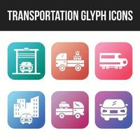 conjunto de ícones de ícone de glifo de transporte exclusivo vetor