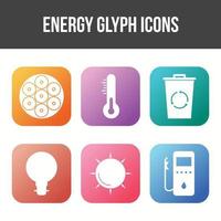 conjunto de ícones de vetor de glifo de energia exclusivo