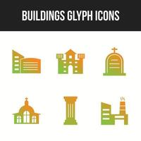 Conjunto de ícones de vetor de belos edifícios para uso comercial