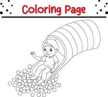 coloração página feliz Garoto jogando Parque infantil vetor
