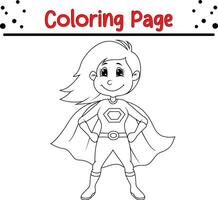 coloração página Super heroi menina vetor