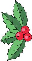 azevinho desenho animado, fofa desenhado à mão azevinho padrão, a azevinho Projeto usava decorar Natal cartões, convites, grinaldas. lindo azevinho folhas e bagas. vetor